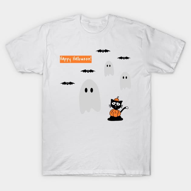 Happy Halloween Pumpkin, Ghosts & Bats Sticker Pack T-Shirt by faiiryliite